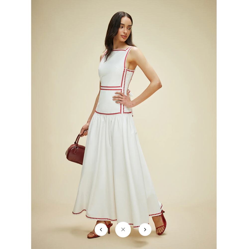 Commense White Maxi Dress with Red Accents